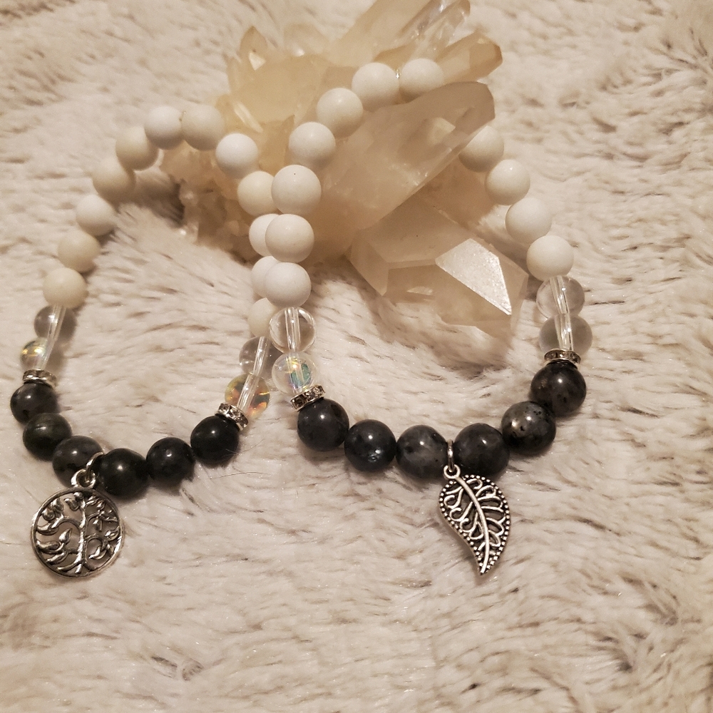 Lavarkite angel Aura quarts stretch bracelet